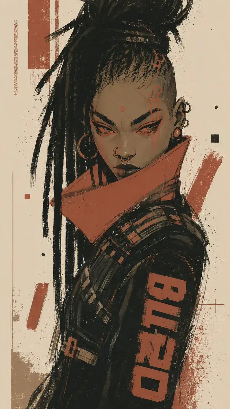 Illustrated gaming character portrait