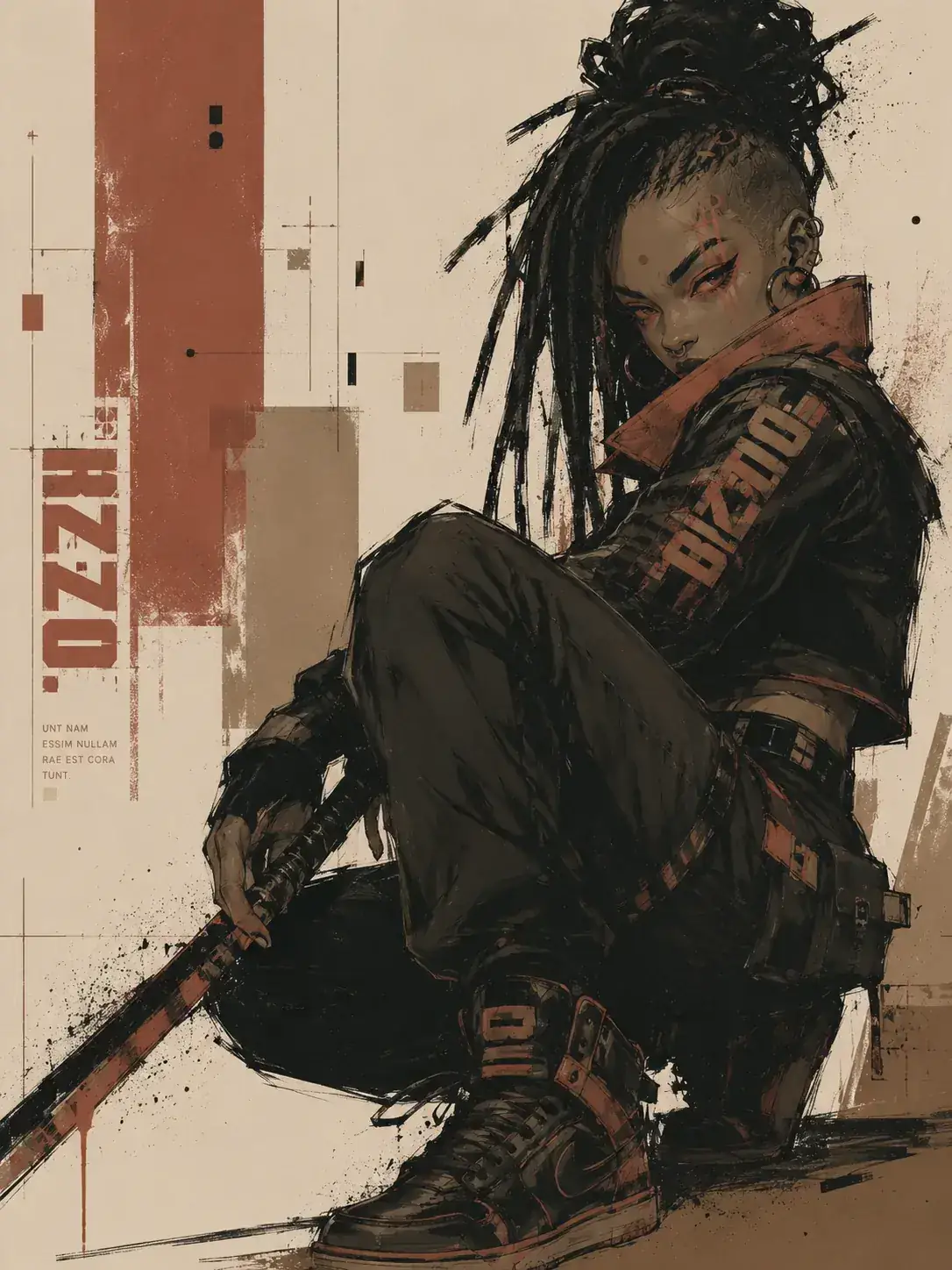 Illustrated gamer seated in profile